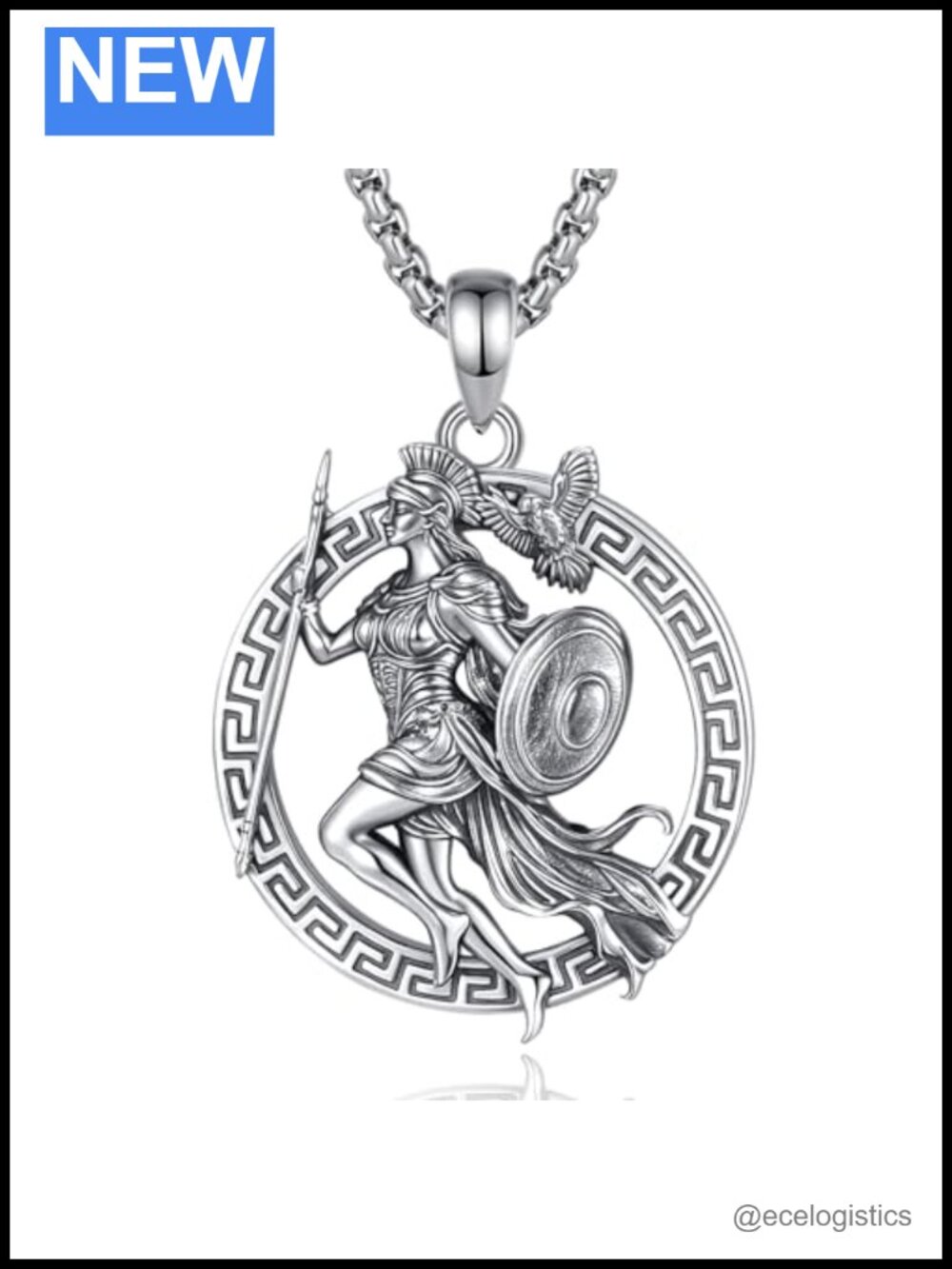 INFUSEU Athena Greek Mythology Necklace 925 Sterling Silver 22in Pendant